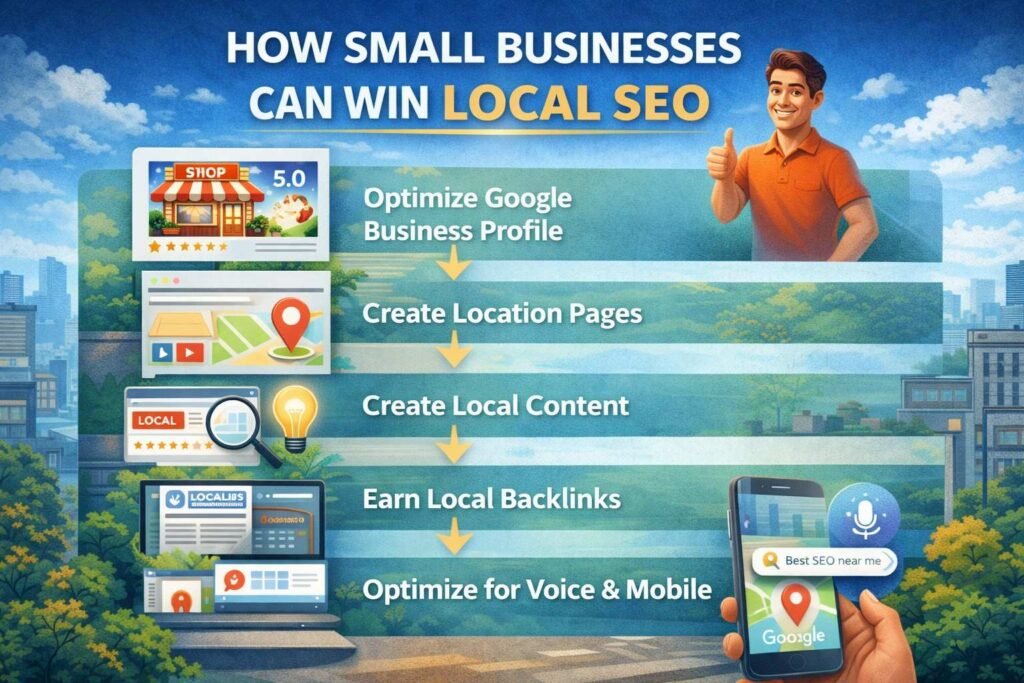 Growth chart showing local business success outperforming big brands using Local SEO strategies
